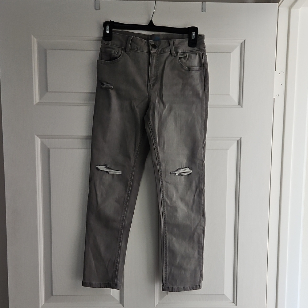 Girls Slim Fit Gray Distressed Jeans NWT